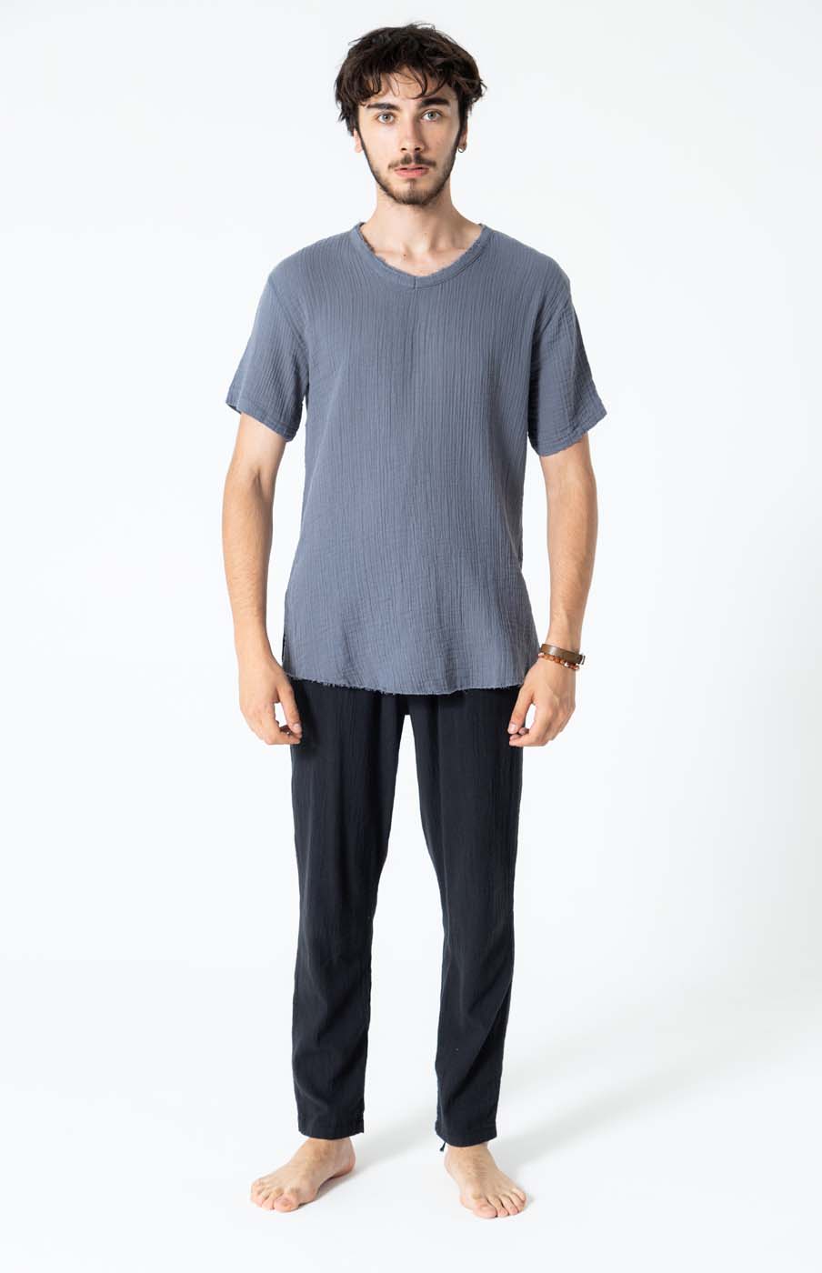 erkek müslin bluz koyu gri