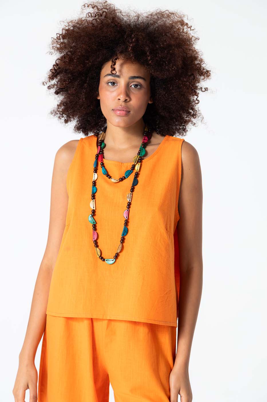 kalın askılı bluz oranj