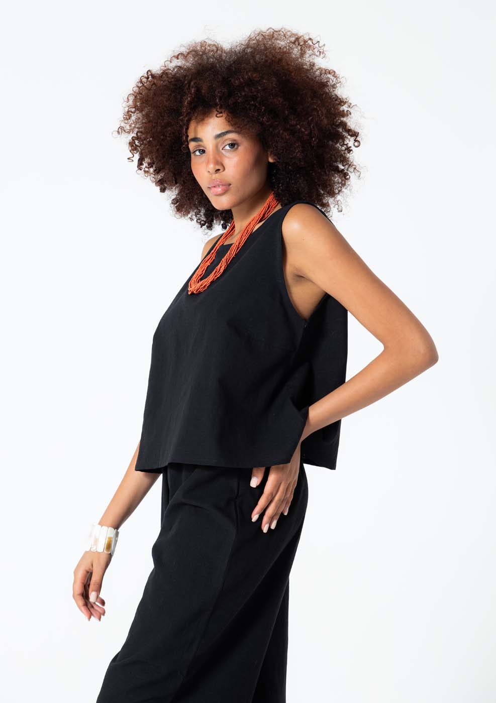 kalın askılı bluz siyah