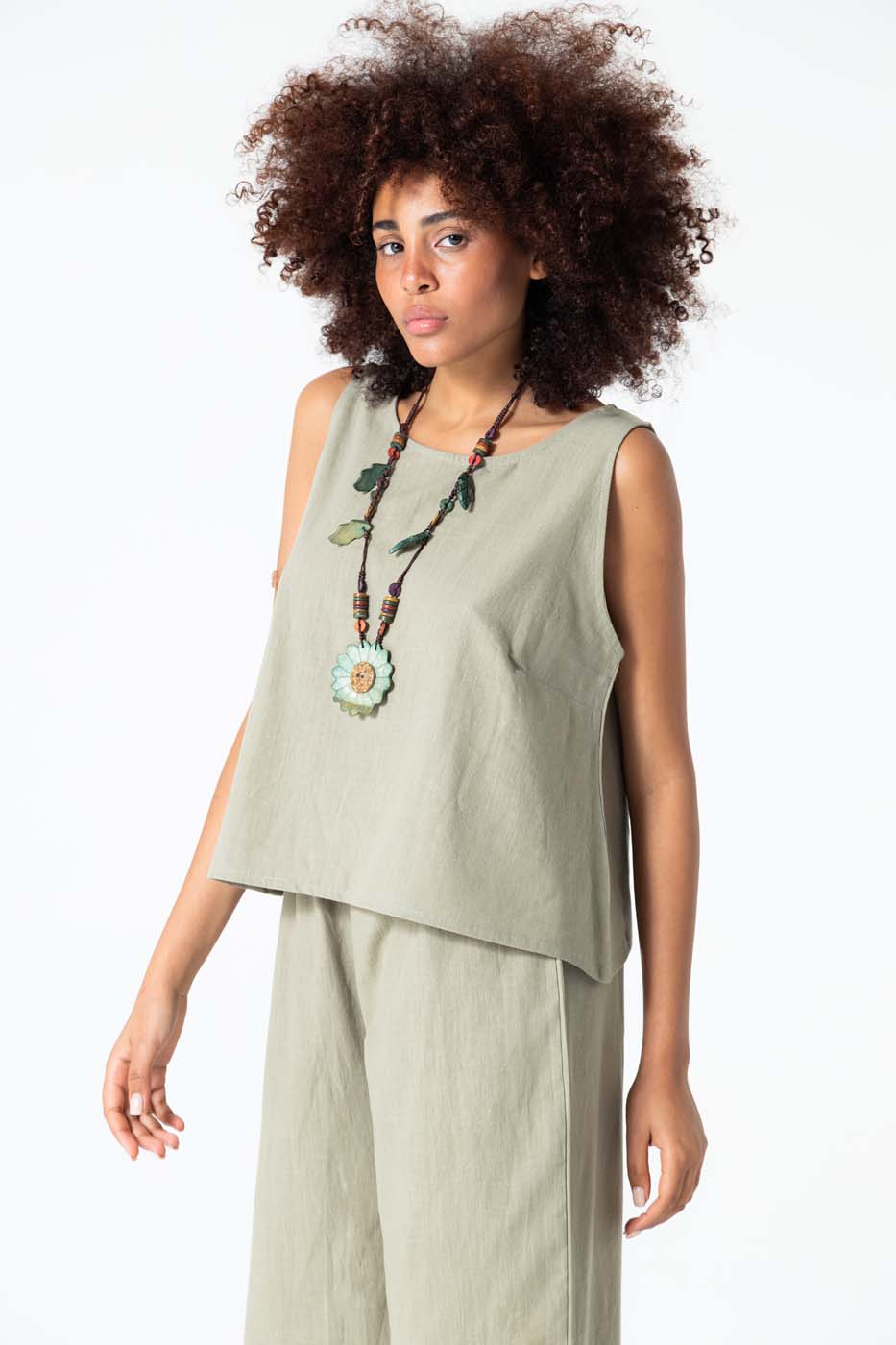 kalın askılı bluz yeşil