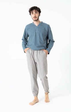 Poplin organik boyalı jogger pantolon vizon